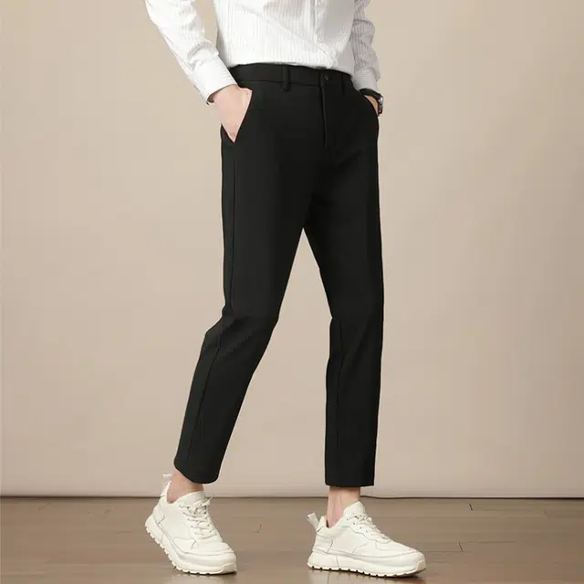 特斯型 男士九分小西裤秋冬季修身弹力直筒坠感高级休闲西装男裤子 男款