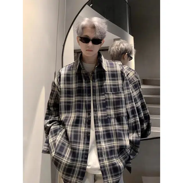 寻星记 美式复古格子长袖尽显少年感与潮流范衬衫 男女同款