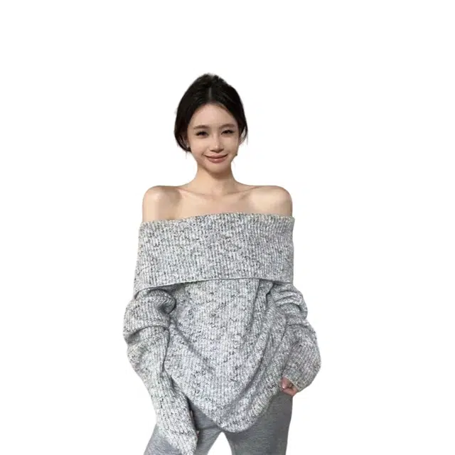 望莱仕 复古辣妹一字肩翻领女秋冬设计感软糯长袖上衣针织衫 女款