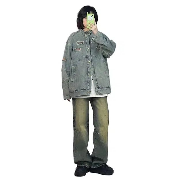 望莱仕 宽松适中长袖牛仔外套 女款