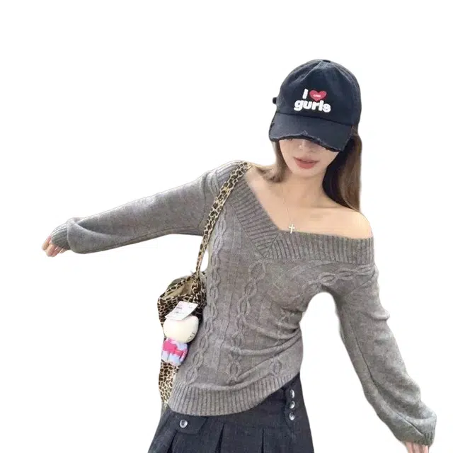 望莱仕 秋季纯欲长袖上衣设计感辣妹收腰针织衫 女款