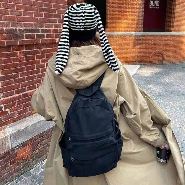 ZANC Cute Striped Bunny Ear Beanie