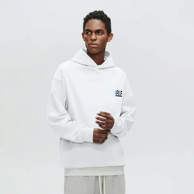 金贝勒 美式高街创意简约渐变色字母印花宽松落肩通勤重磅运动休闲百搭纯色长袖连帽袋鼠大口袋舒适透气卫衣 男女同款