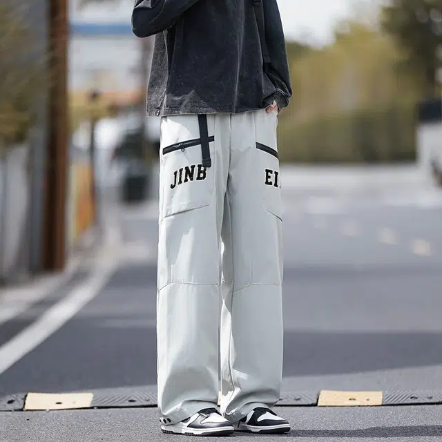 金贝勒 美式山系户外机能风工装多功能拉链大口袋防风防水纯色宽松直筒登山裤透气个性设计冲锋裤 男女同款