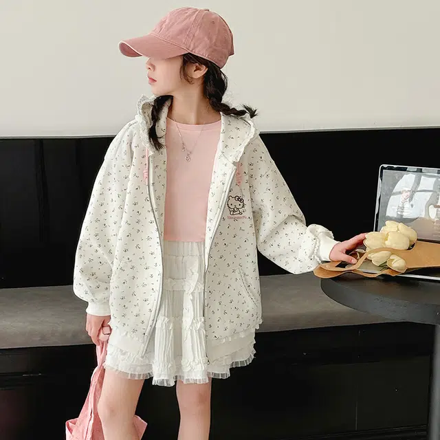 帕兰朵棒球服 潮流时尚百搭休闲运动女童碎花刺绣外套 青少年