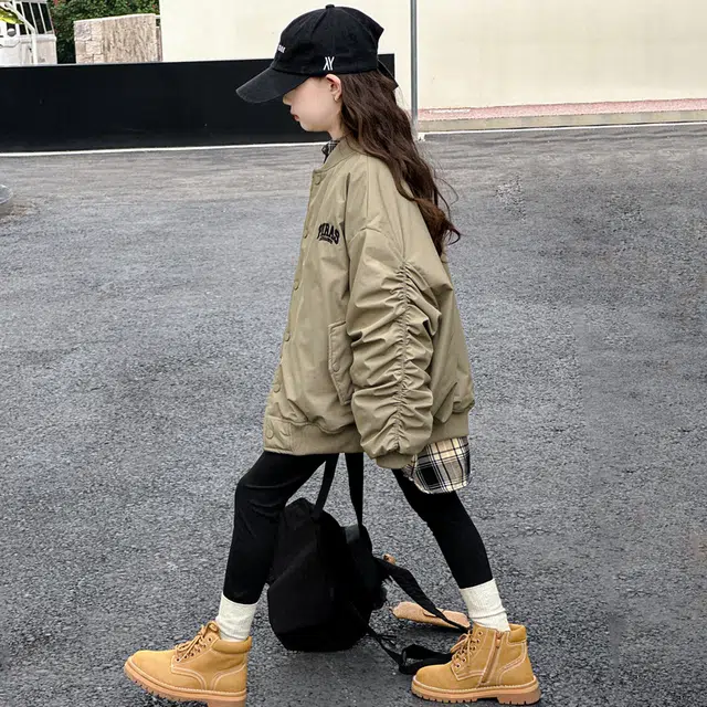 帕兰朵棒球服 女童春秋季洋气时尚字母刺绣外套