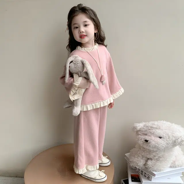 帕兰朵休闲运动套装 洋气时尚百搭蝴蝶结阔腿裤卫衣两件套 青少年