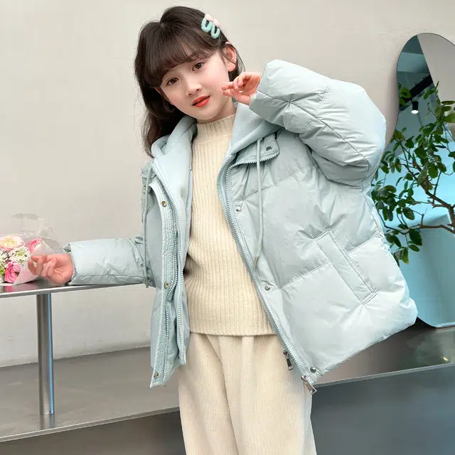 帕兰朵 棉衣 冬 女童韩版洋气假两件设计感棉服舒适轻盈简约百搭 青少年