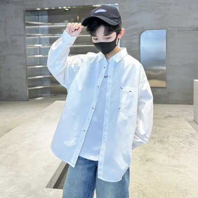 帕兰朵 休闲衬衫 简约时尚纯色文艺风百搭套结上衣 青少年