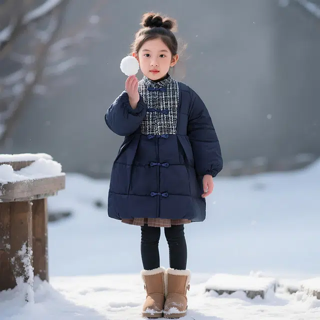 帕兰朵棉衣 女童时尚潮流休闲韩系小香风棉服外套女孩韩版面包冬季棉袄洋气加厚宽松儿童 青少年