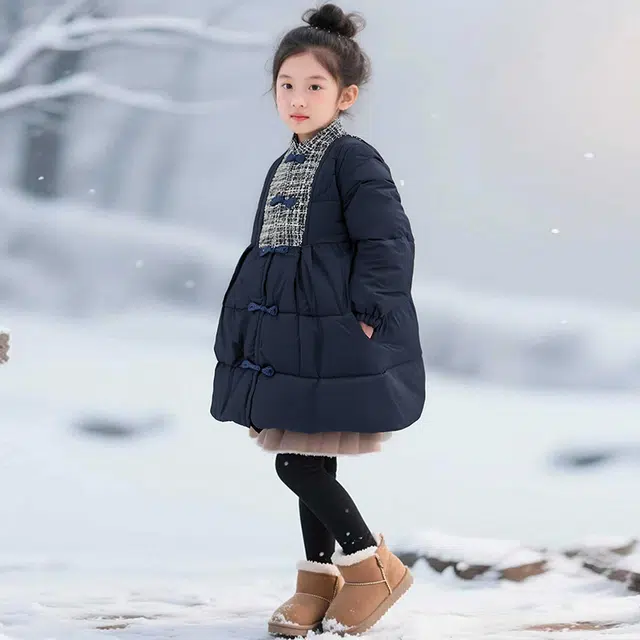 帕兰朵棉衣 女童时尚潮流休闲韩系小香风棉服外套女孩韩版面包冬季棉袄洋气加厚宽松儿童 青少年