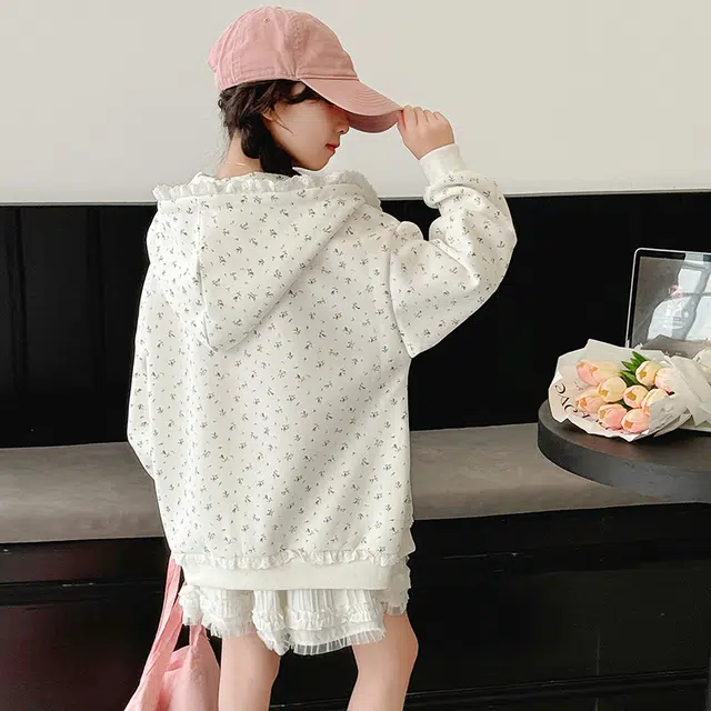 帕兰朵棒球服 潮流时尚百搭休闲运动女童碎花刺绣外套 青少年