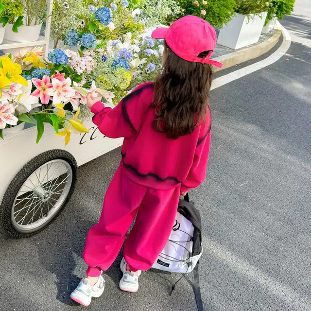 帕兰朵休闲运动套装 潮流时尚百搭喷墨卫衣两件套 中小童