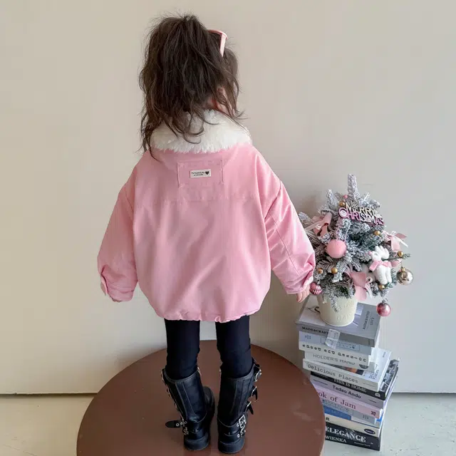 帕兰朵 派克服 女童冬装时髦洋气棉衣中大童女孩加厚翻领加绒外套儿童棉袄 中小童