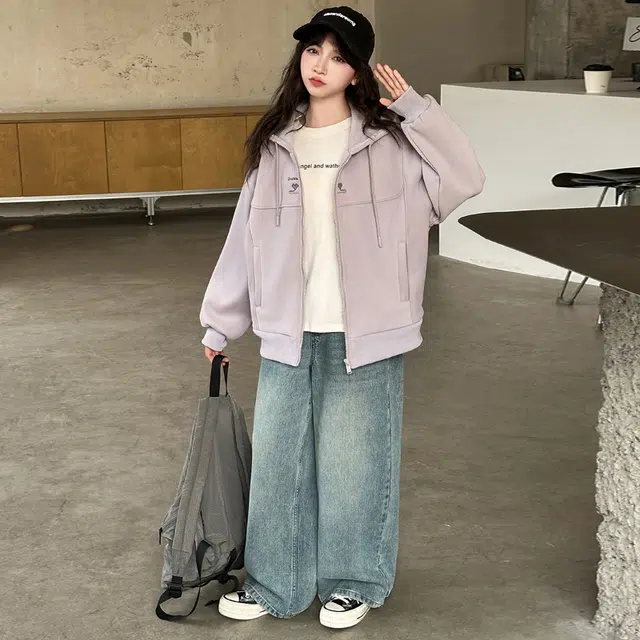 帕兰朵卫衣 女童时尚潮流百搭舒适秋装外套大童春秋款上衣儿童春季连帽衫女孩洋气时髦爱心 青少年