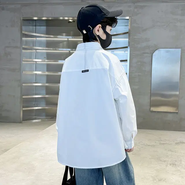 帕兰朵 休闲衬衫 简约时尚纯色文艺风百搭套结上衣 青少年