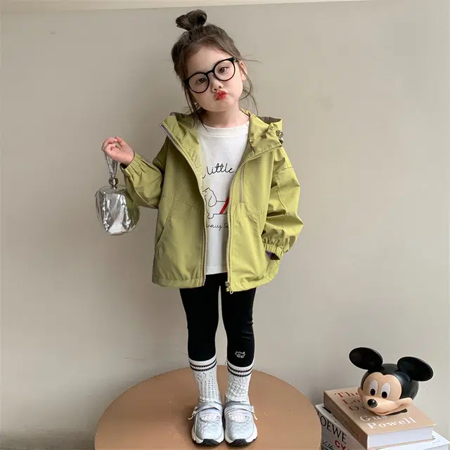 帕兰朵上装 潮流时尚百搭宽松舒适休闲运动洋气可爱风小女孩纯色双拉链外套 中小童