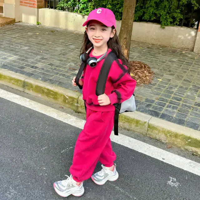 帕兰朵休闲运动套装 潮流时尚百搭喷墨卫衣两件套 中小童