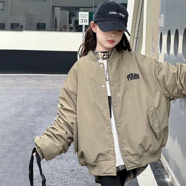 帕兰朵棒球服 女童春秋季洋气时尚字母刺绣外套