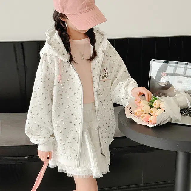 帕兰朵棒球服 潮流时尚百搭休闲运动女童碎花刺绣外套 青少年