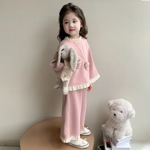 帕兰朵休闲运动套装 洋气时尚百搭蝴蝶结阔腿裤卫衣两件套 青少年