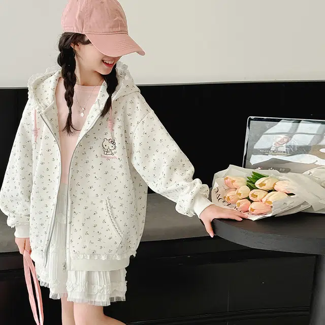 帕兰朵棒球服 潮流时尚百搭休闲运动女童碎花刺绣外套 青少年