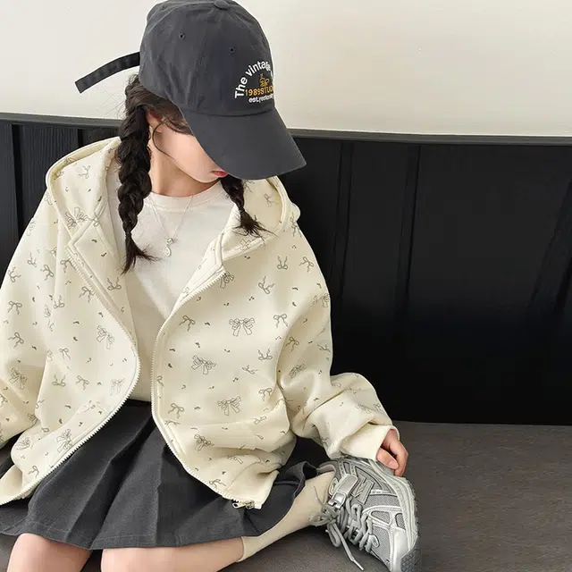 帕兰朵棒球服 潮流时尚百搭休闲运动女童碎花刺绣外套 青少年