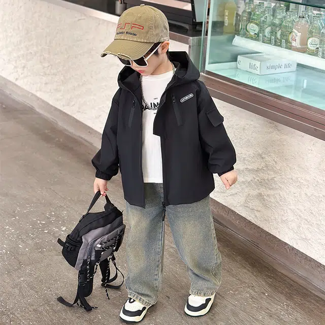 帕兰朵户外服 春秋季 潮流酷帅风男童个性纯色上衣外套休闲百搭 中小童