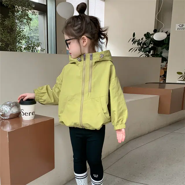 帕兰朵上装 潮流时尚百搭宽松舒适休闲运动洋气可爱风小女孩纯色双拉链外套 中小童