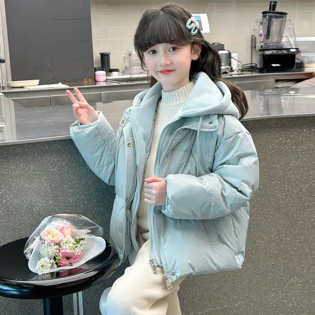 帕兰朵 棉衣 冬 女童韩版洋气假两件设计感棉服舒适轻盈简约百搭 青少年