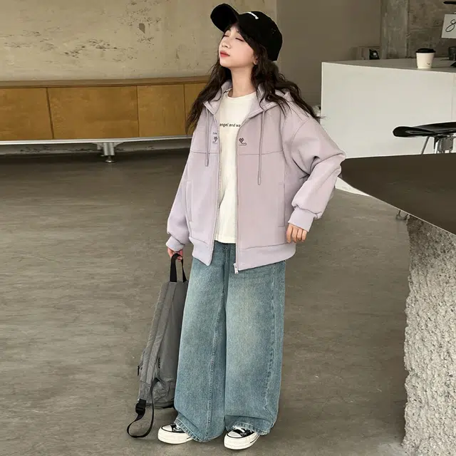 帕兰朵卫衣 女童时尚潮流百搭舒适秋装外套大童春秋款上衣儿童春季连帽衫女孩洋气时髦爱心 青少年