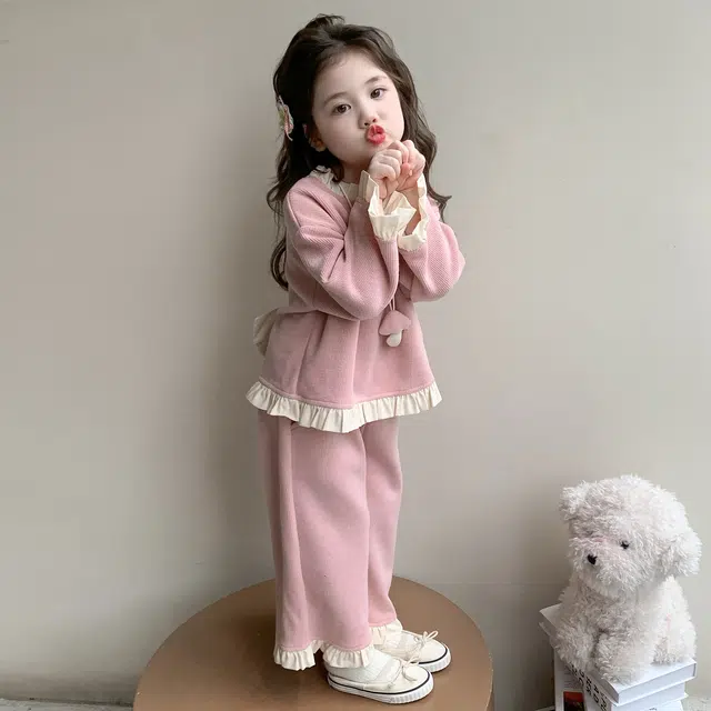 帕兰朵休闲运动套装 洋气时尚百搭蝴蝶结阔腿裤卫衣两件套 青少年