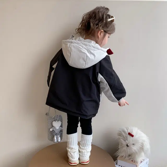 帕兰朵派克服 女童冲锋衣外套秋冬款儿童宝宝冬季撞色夹棉棉服女孩冬装夹克 中小童