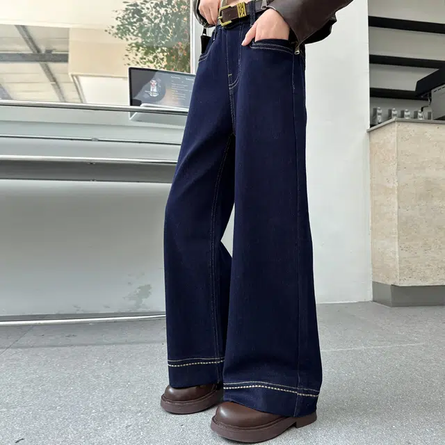 帕兰朵牛仔裤 女童高街个性潮流韩版直筒脚口绣花延边长裤女春秋款高腰显瘦显高阔腿拖地裤潮 青少年