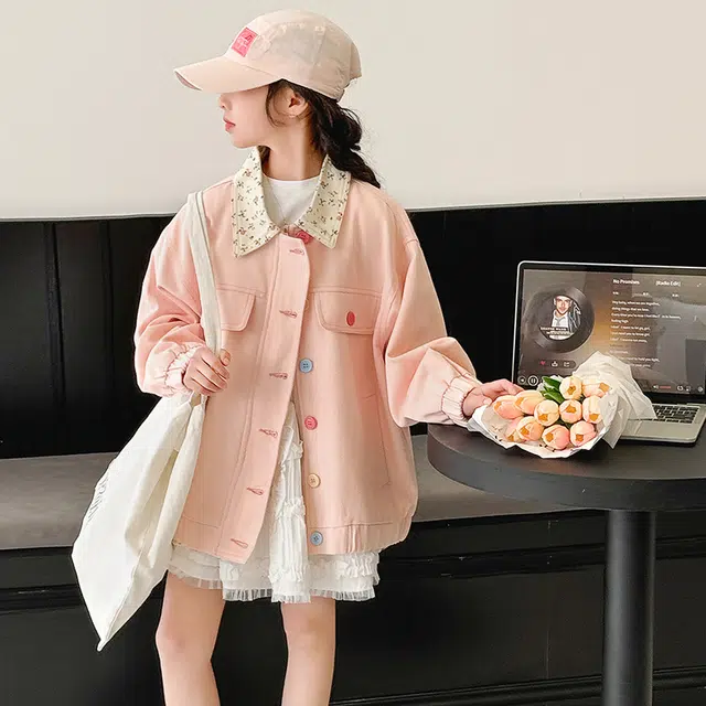 帕兰朵上装 潮流时尚百搭休闲运动彩扣碎花外套 青少年