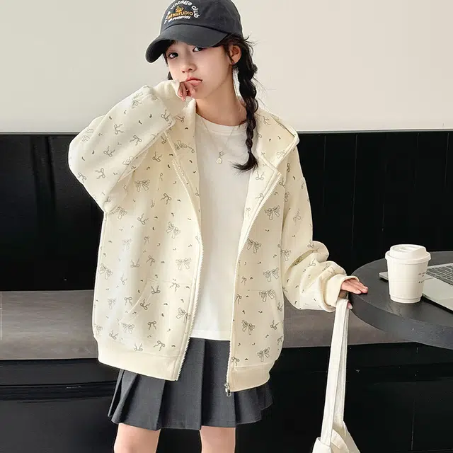 帕兰朵棒球服 潮流时尚百搭休闲运动女童碎花刺绣外套 青少年