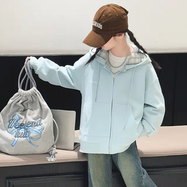帕兰朵 卫衣 女童春秋季洋气时尚双面穿连帽外套 青少年