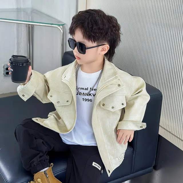 帕兰朵夹克 春秋季 潮酷扎染男童皮衣舒适质感个性百搭 中小童