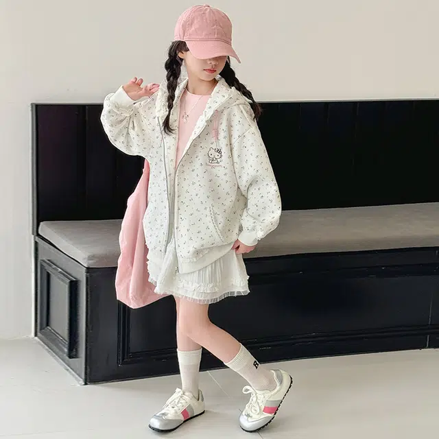 帕兰朵棒球服 潮流时尚百搭休闲运动女童碎花刺绣外套 青少年