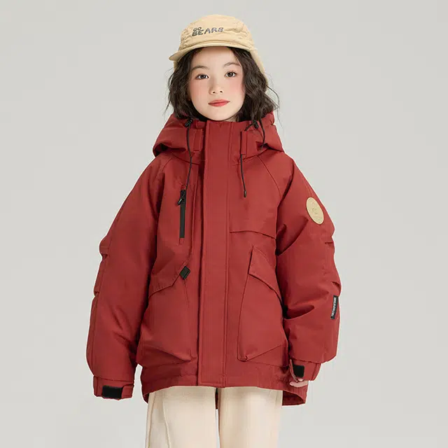 帕兰朵棉衣 冬 时尚甜酷女童纯色抽绳连帽户外休闲棉服保暖舒适百搭 青少年