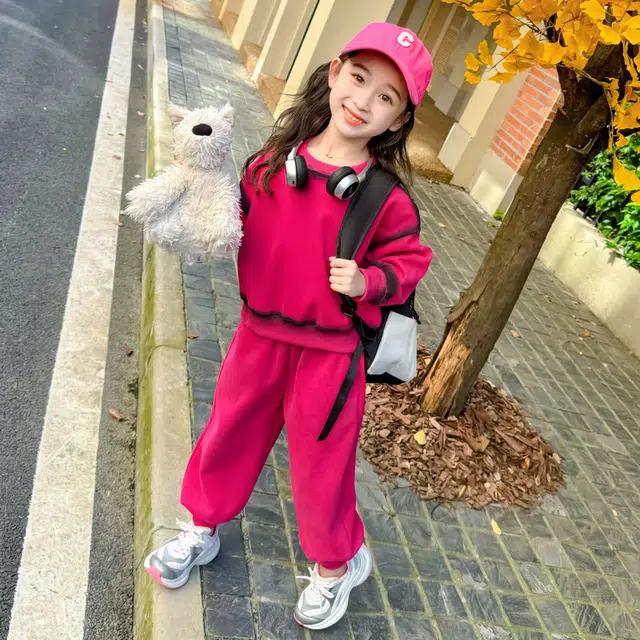 帕兰朵休闲运动套装 潮流时尚百搭喷墨卫衣两件套 中小童