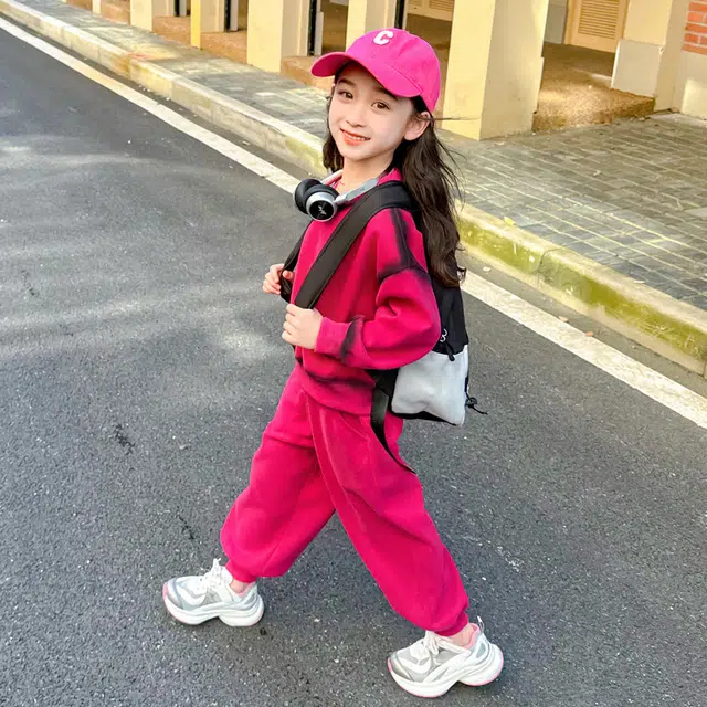 帕兰朵休闲运动套装 潮流时尚百搭喷墨卫衣两件套 中小童