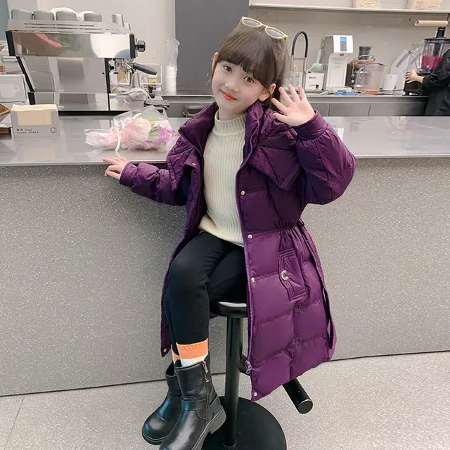 帕兰朵棉衣 儿童时尚潮流百搭舒适保暖棉袄冬季双领长款棉服中大童连帽洋气加棉加厚冬装潮 青少年