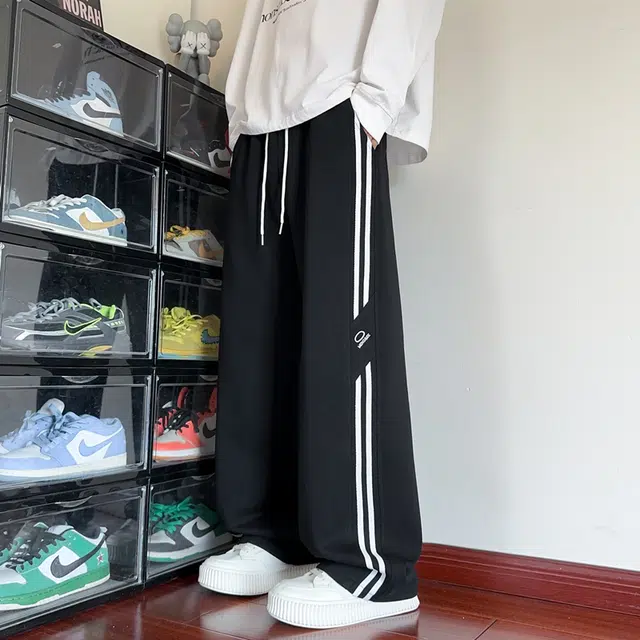 引创 秋季新潮直筒百搭青少年宽松垂感卫裤男士加厚长裤休闲裤 男女同款