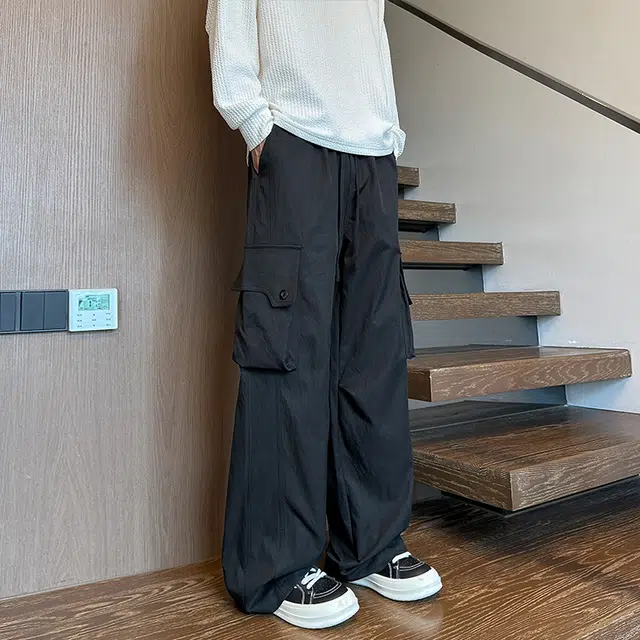 引创 直筒潮流工装裤男士秋季美式宽松纯色加长裤子男休闲裤 男女同款