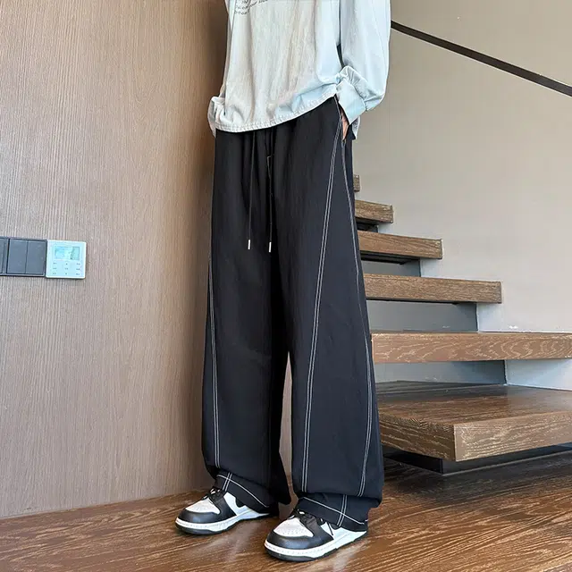 引创 秋季潮牌裤子男垂感宽松大码显瘦显高加长运动百搭长裤休闲裤 男女同款