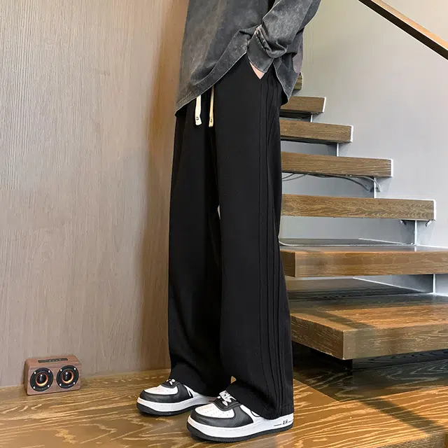 引创 美式裤子男款秋冬季百搭显瘦显高加长宽松直筒阔腿卫裤运动长裤休闲裤 男女同款
