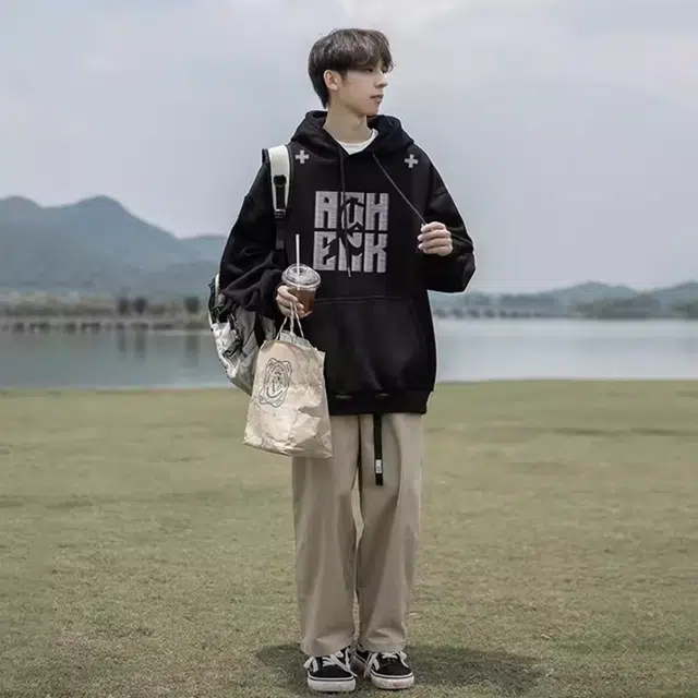引创 重工刺绣藏肉百搭长袖高街潮牌连帽小众帽衫卫衣 男女同款