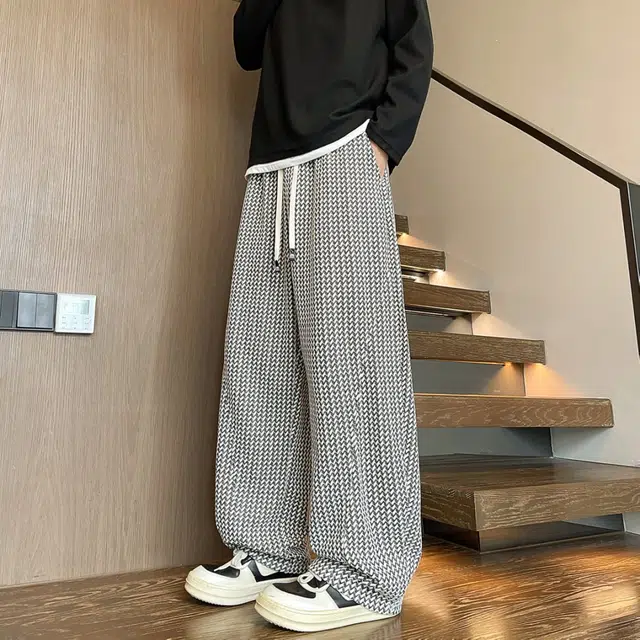 引创 秋季裤子男老钱风弯刀裤潮运动卫裤百搭大码宽松舒适加长显瘦休闲裤 男女同款