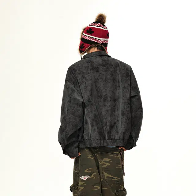 物质公式 美式复古高街巴恩风扎染拼接解构休闲运动宽松百搭潮流个性基础款防风防水飞行员教练夹克外套工装机能谷仓哈灵顿皮衣 男女同款